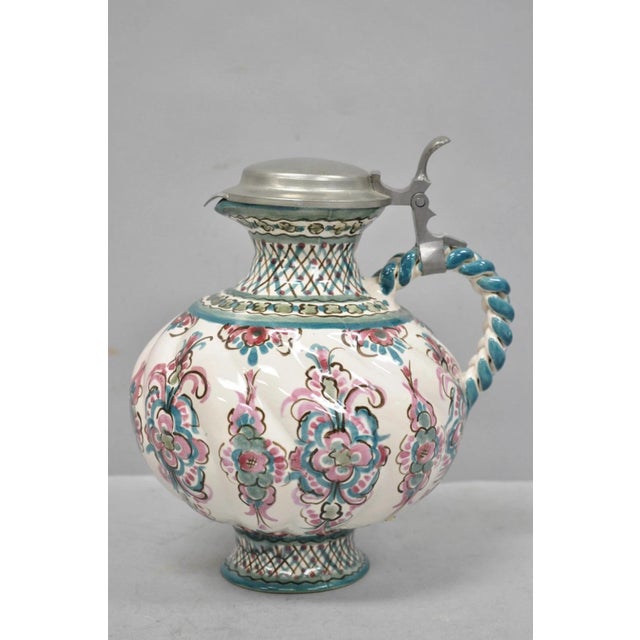 Vintage Keck Keramik Hand Painted Ceramic Pottery German Stein Wine Pitcher For Sale - Image 9 of 15