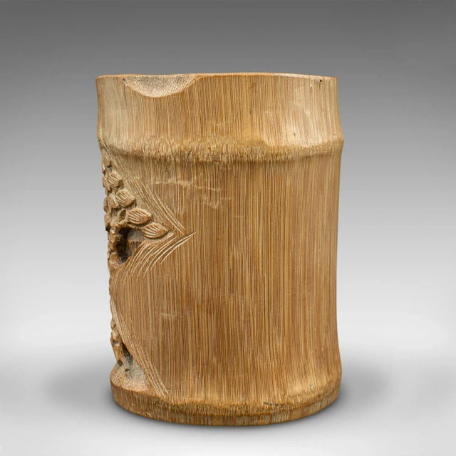 Art Deco 1930s Pair of Vintage Chinese Bamboo Brush Pots For Sale - Image 3 of 13