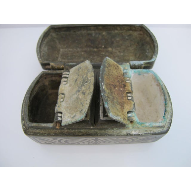 Antique Mindanao Philippine Silver Inlaid Brass Okir Betel Nut Lotoan Box For Sale - Image 9 of 14