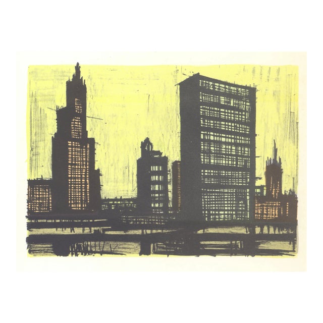 1967 Lithograph #61 "New York Ix" (Un and Chrysler Building) by Bernard Buffet For Sale