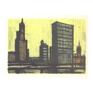 1967 Lithograph #61 "New York Ix" (Un and Chrysler Building) by Bernard Buffet