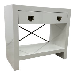 Worlds Away Modern White Lacquer Dalton Cabinet For Sale