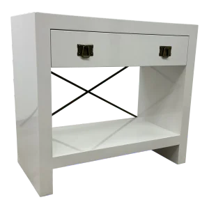 Worlds Away Modern White Lacquer Dalton Cabinet