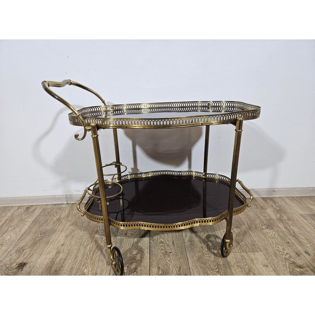 Vintage French Bar Cart from Maison Jansen, 1960s For Sale - Image 12 of 18