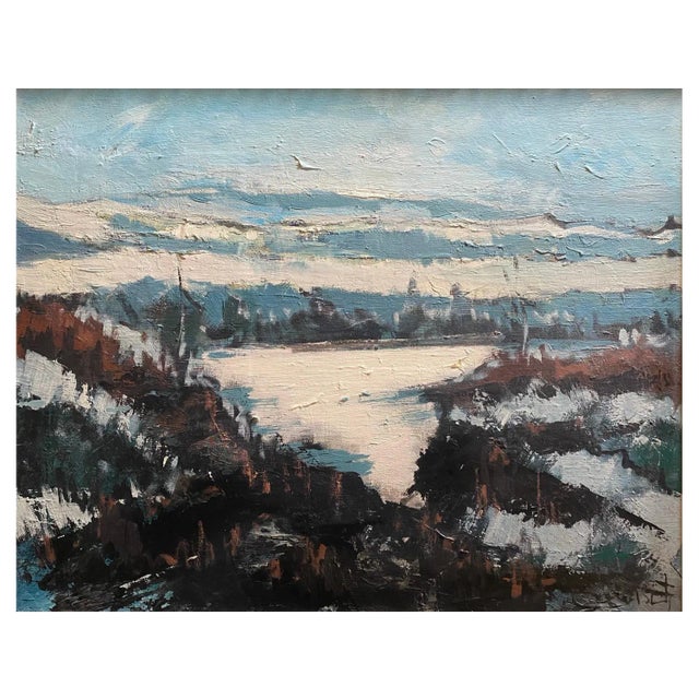 William Goliasch, Salève Mount Landscape, Oil on Canvas, 1972 For Sale