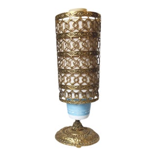 Vintage Hollywood Regency Dixie Cup Dispenser Gold Metal Vanity Decor Holder MCM For Sale