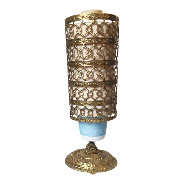 Vintage Hollywood Regency Dixie Cup Dispenser Gold Metal Vanity Decor Holder MCM For Sale