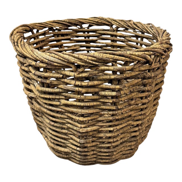 20th Century American Hand-Woven Birch Basket For Sale