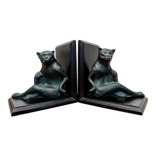 1970s Cast Metal Monkey Bookends, a Pair For Sale