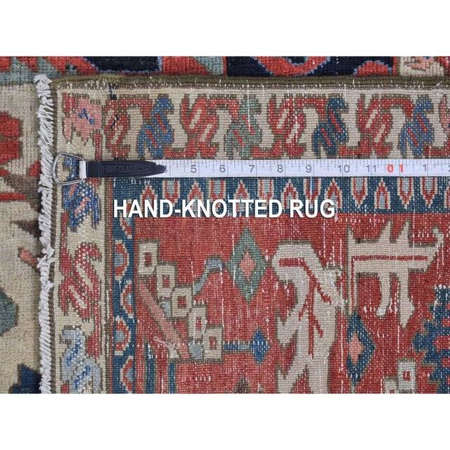 Late 19th Century Ivory, Antique Persian Karajeh Serapi, Denser Weave, Good Condition, Pure Wool, Hand Knotted, Oriental Rug For Sale - Image 4 of 13