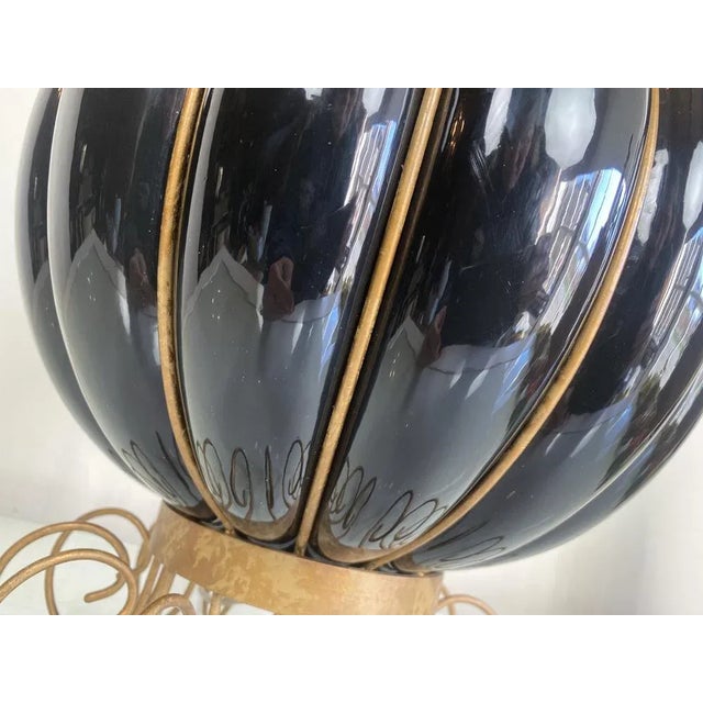 French Pumpkin Shape Ceramic Table Lamp by Robert Kostka, 1970s For Sale - Image 11 of 18