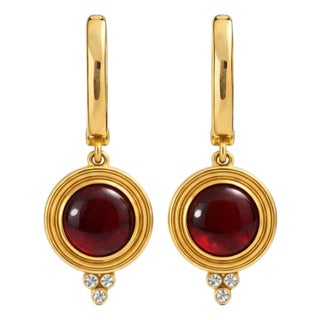 Vintage Inspired Garnet and Colorless Topaz Drop Earrings Silver, Gold, A Pair For Sale