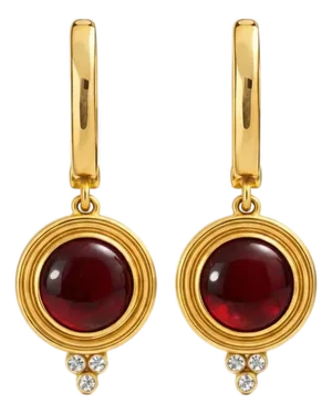 Vintage Inspired Garnet and Colorless Topaz Drop Earrings Silver, Gold, A Pair