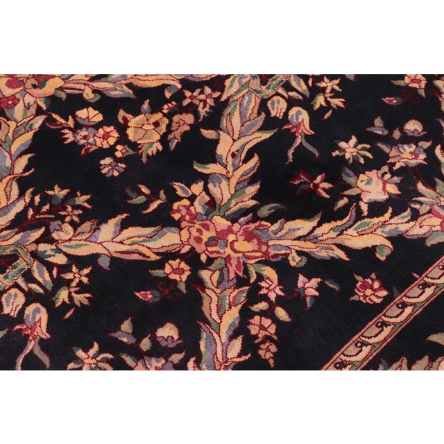 Shabby Chic Art Nouveau Basan Pak-Persian Black/Black Wool Rug - 9'2'' X 12'3'' For Sale - Image 3 of 9