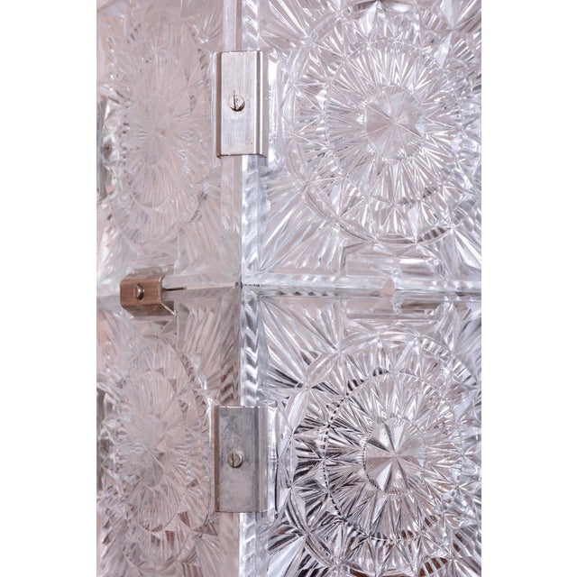 Metal Mid-Century Czech Glass Table Lamp attributed to Kamenický Šenov, 1950s For Sale - Image 7 of 13