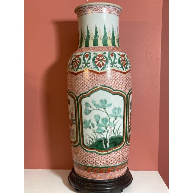 Chinese 17th Century Chinese Transitional Porcelain Wucai Sleeve Vase For Sale - Image 3 of 13
