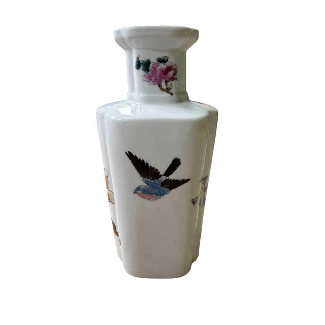 Nora Fenton Hand Painted Chinese Porcelain Vase This hand painted vase has a white base with colorful floral accents. It...