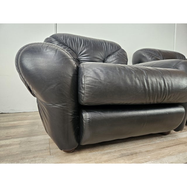 Vintage Club Chairs in Black Leather, 1970, Set of 2 For Sale - Image 11 of 18