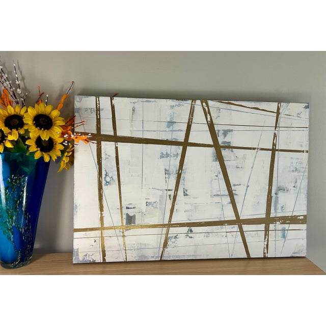 Whitney St. Pierre Original 36x20 Modern Abstract Gold Canvas Painting For Sale - Image 9 of 9