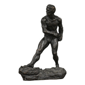 1960s Brutalist Man With a Sling Sculpture Statue by Thomas Holland