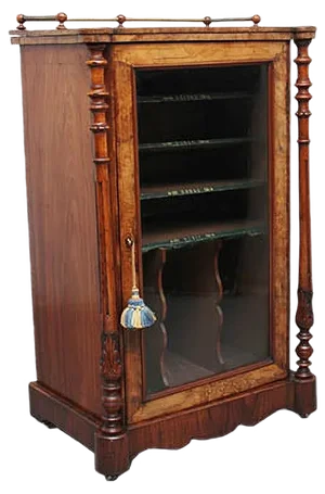 19th Century Burr Walnut Inlaid Music Cabinet