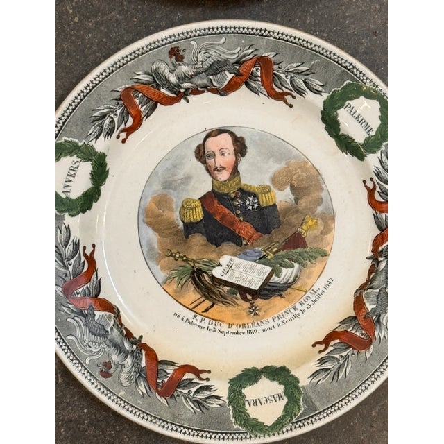 Circa 1840s Creil Et Montereau Political Portrait Plates- Set of 10 For Sale - Image 9 of 9