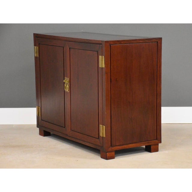 Modern 1970s Solid Mahogany and Brass Chest Credenza For Sale - Image 3 of 10