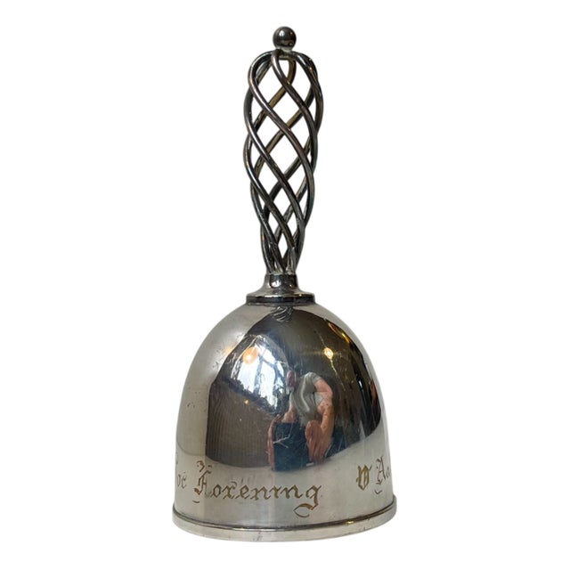Art Deco Dinner Bell in Silver Plate by Hans Jensen, 1930s For Sale