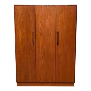 Three Door Teak Armoire W/ Hanging & Shelving by G-Plan C.1960 For Sale