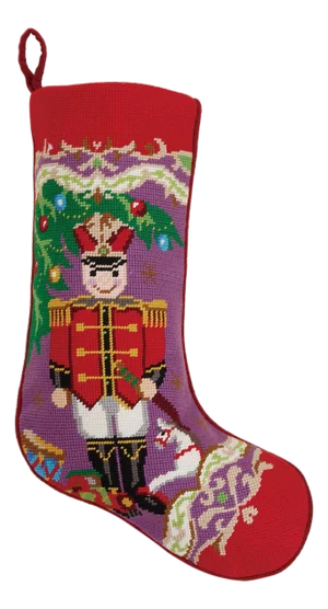 Christmas Soldier Embroidered Needlepoint Stocking
