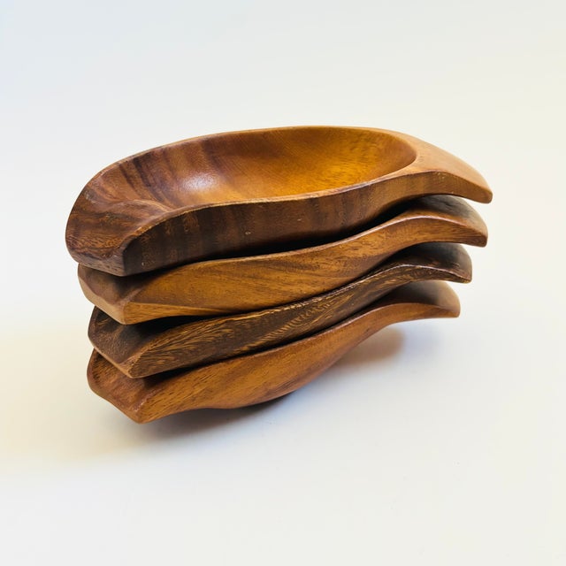 Mid 20th Century Vintage Wood Salad Bowls - Set of 4 For Sale - Image 5 of 10