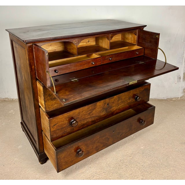 19th Century Spanish Colonial Walnut Secretary Chest With Fall Front Desk For Sale - Image 12 of 18