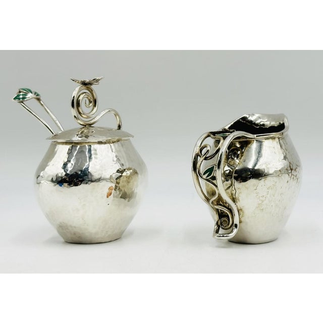 1980s Vintage Emilia Castillo Taxco Creamer Pitcher, Covered Sugar Bowl & Spoon For Sale - Image 5 of 18