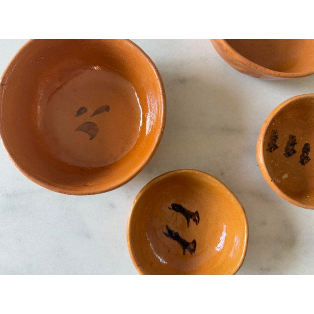 Burnt Orange Set of 4 Vintage Mexican Pottery Clay Bowls For Sale - Image 8 of 11