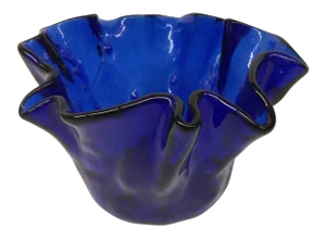 Vintage Cobalt Glass Ruffled Vase