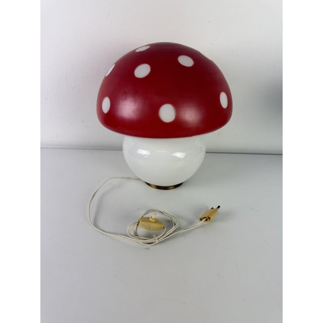 1970s Mushroom Table Lamp in Murano Glass and Brass Base, 1970s For Sale - Image 5 of 10