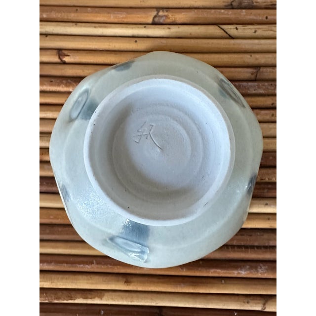 Light Green Vintage 1990’s Signed Hand Embossed Ceramic Bowl For Sale - Image 8 of 12
