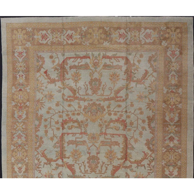 Keivan Woven Arts-Large Turkish Oushak rug with array of light and medium tone colors and large scale tribal design,...