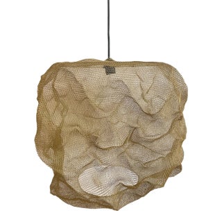 21st Century Handcrafted Knitted Lamp Cloud in Gold Color, D60cm For Sale