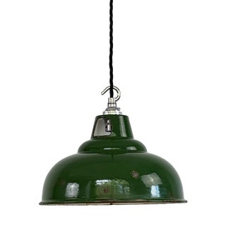 Industrial Pendant Light in Green Enamel by Maxlume, 1950s For Sale