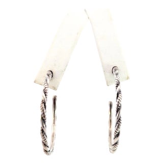 1990s Pair of John Hardy Estate "Jai" Hoop Earrings 1.75" Silver For Sale