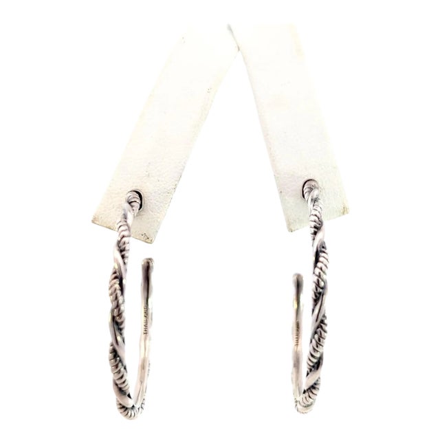 1990s Pair of John Hardy Estate "Jai" Hoop Earrings 1.75" Silver For Sale