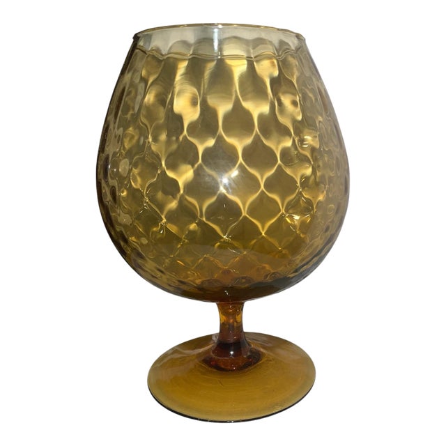 Mid-Century Empoli Stemmed Amber Glass Snifter Vase For Sale