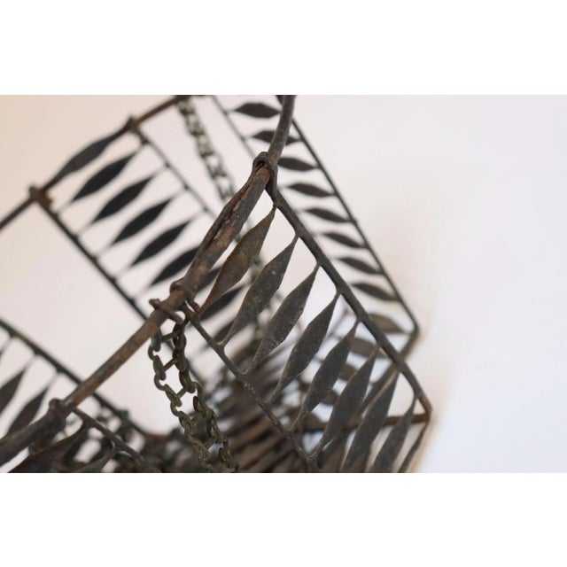 Antique American Primitive Hanging Wire Egg Basket / Planter For Sale - Image 13 of 18