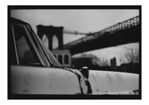 Untitled #22, Car Brooklyn Bridge From New York, Black and White Photography, 2018