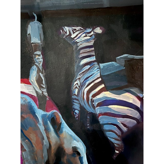 Circus Canvas Banner Gorilla Loading the Train Joni Wildman Oil Painting For Sale - Image 4 of 14