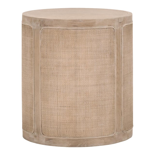 Cane End Table, Smoke Gray Oak For Sale