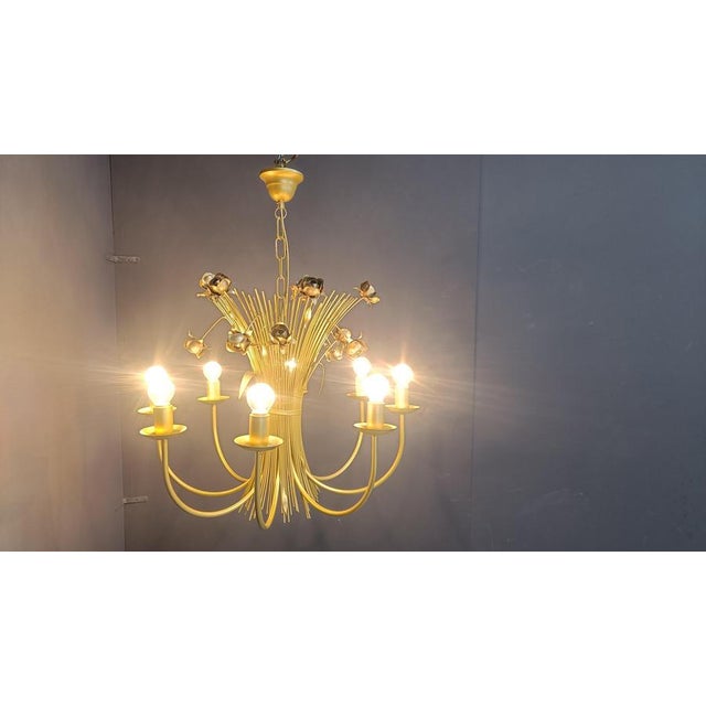 Vintage Metal Flower Chandelier, 1980s For Sale - Image 11 of 12