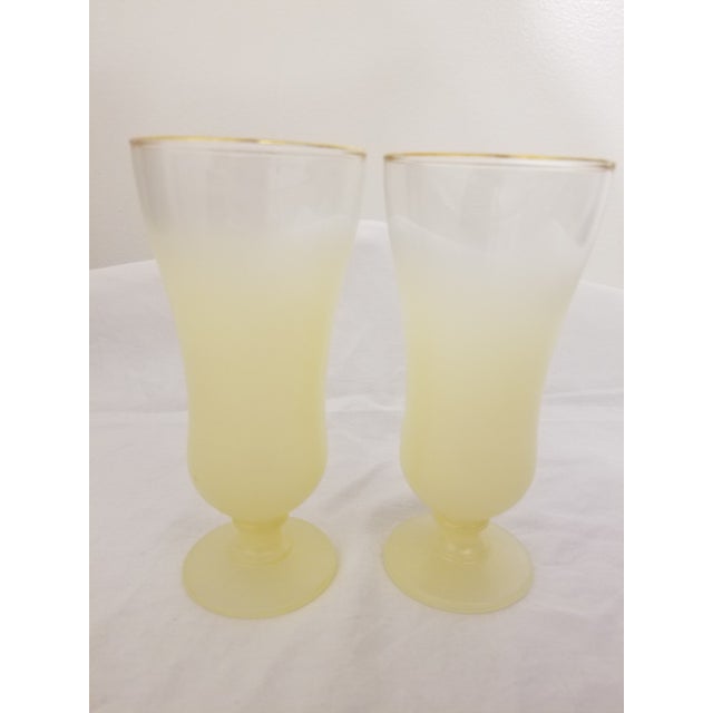 Metal 1950s West Virginia Glass Blendo Lemon Yellow Cocktail Glasses - a Pair For Sale - Image 7 of 7