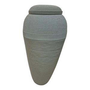 VTG Postmodern Corrugated Cardboard Vase Flute Chicago Seafoam Green 30 in W/Lid